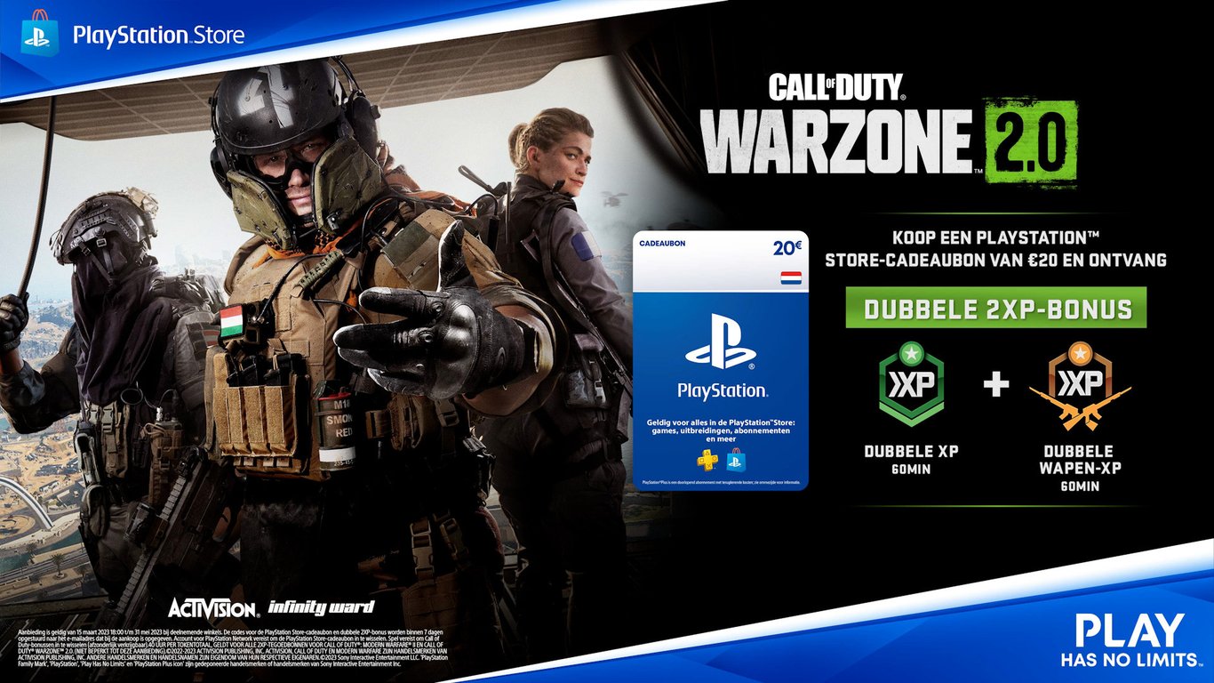 Gratis dubbele XP tokens voor Warzone 2.0 bij KaartDirect