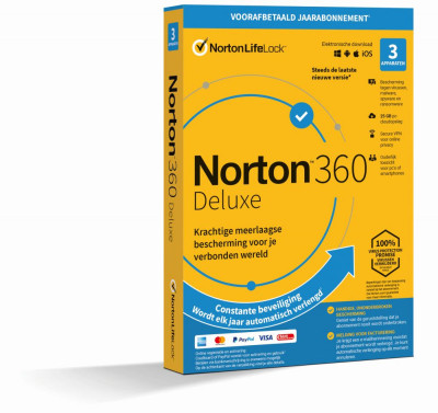 Norton 360 Deluxe | 3 Apparaten - 1 Jaar | Windows, Mac, iOS & Android