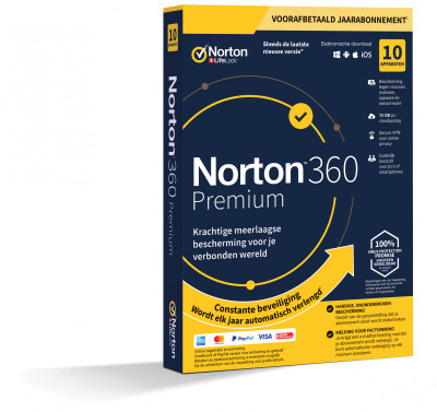Norton 360 Premium | 10 Apparaten - 1 Jaar | Windows, Mac, iOS & Android